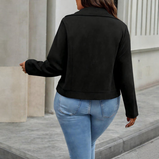 Übergroße taillenlange Jacke mit Reverskragen und schrägem Reißverschluss