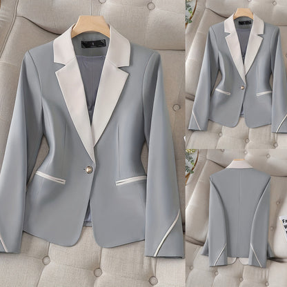 Taillierter Blazer mit Kontrasteinsätzen und Reverskragen