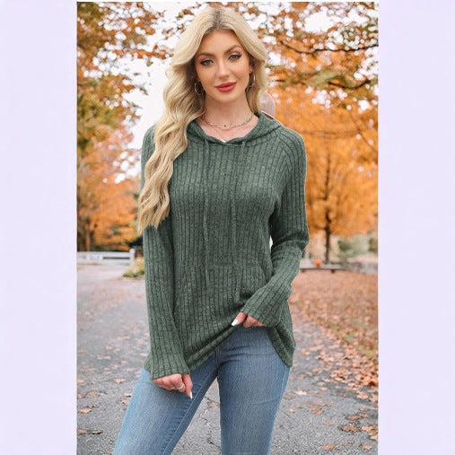 Hoodie mit Kapuze und Taschen aus Strickstoff