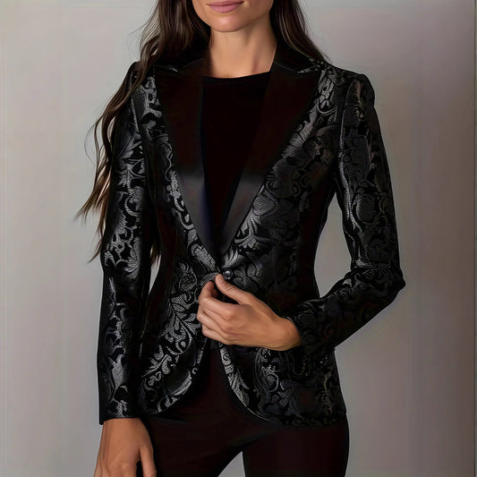 Taillierter Blazer mit floraler Prägung und Reverskragen