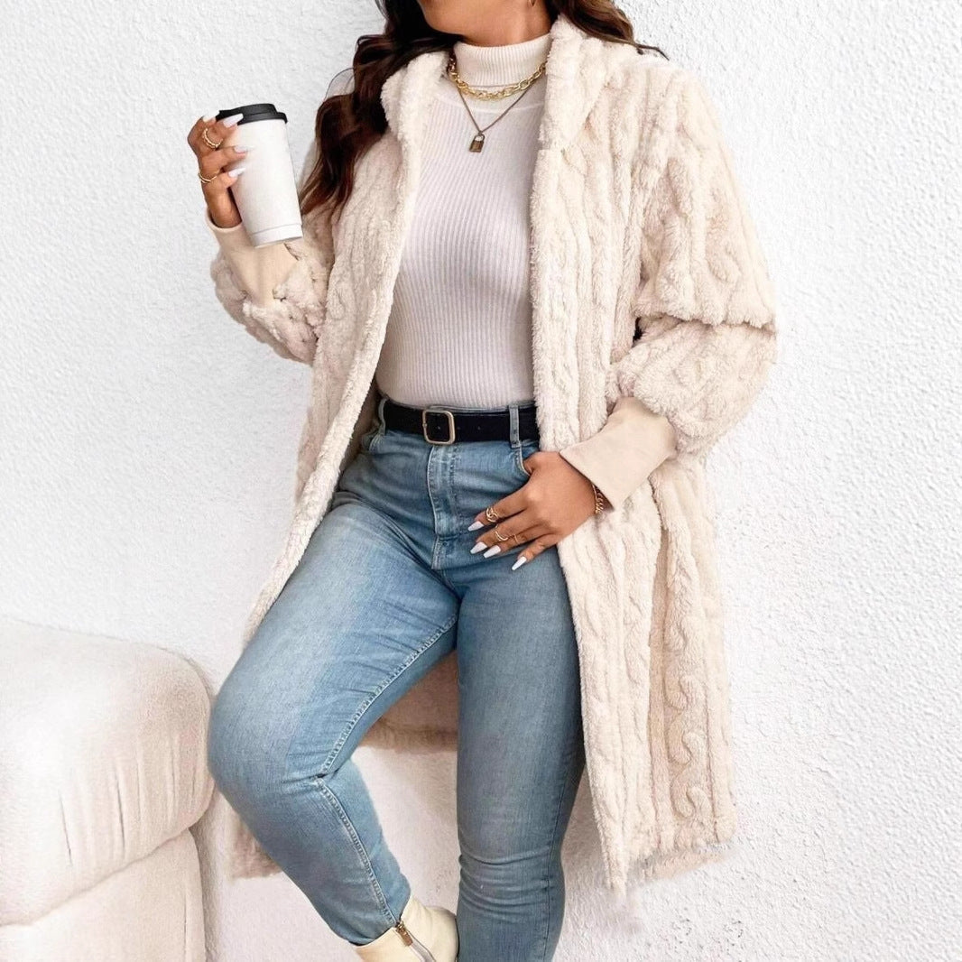 Übergrößen Mantel mit Strukturmuster und langen Ärmeln