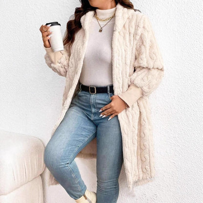 Übergrößen Mantel mit Strukturmuster und langen Ärmeln