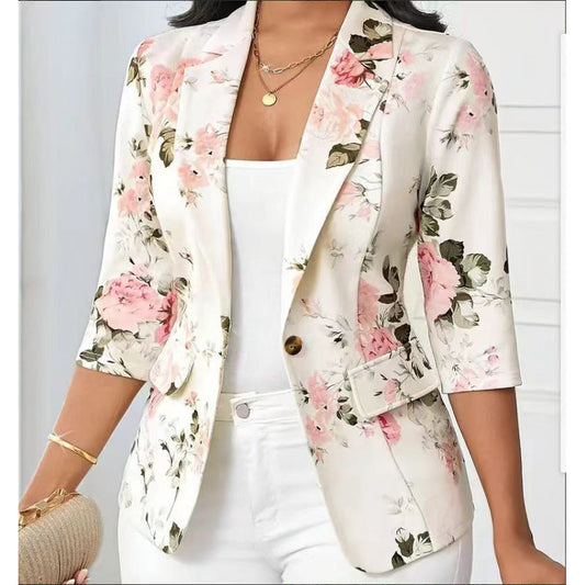 Taillierter Blazer mit floraler Struktur und Reverskragen