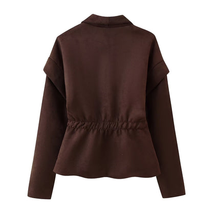 Ein-Knopf Kurzjacke mit asymmetrischem Schnitt und Schulterdetail