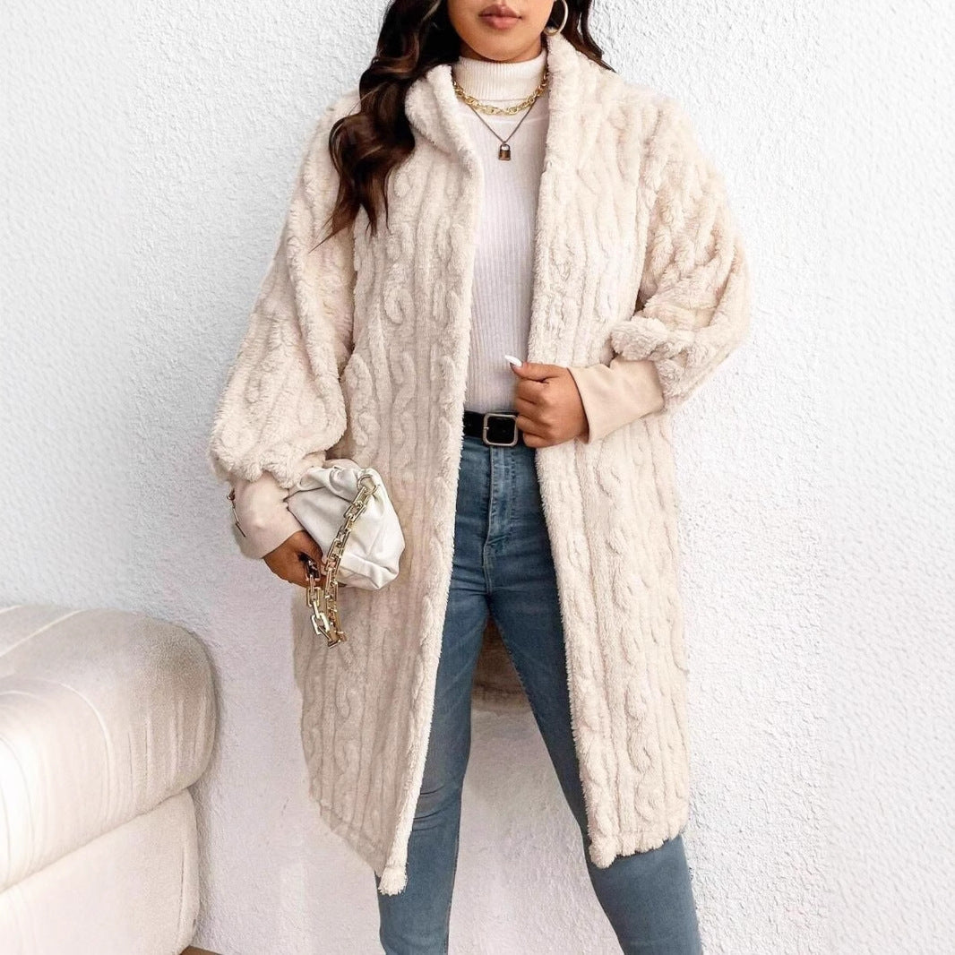 Übergrößen Mantel mit Strukturmuster und langen Ärmeln