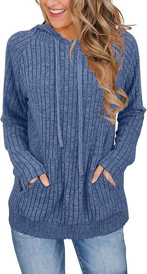 Hoodie mit Kapuze und Taschen aus Strickstoff