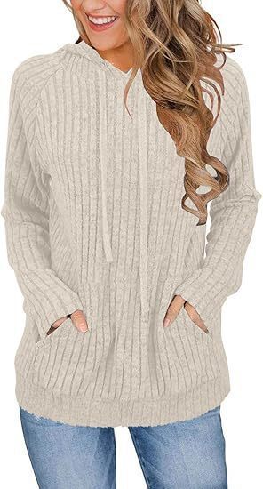 Hoodie mit Kapuze und Taschen aus Strickstoff