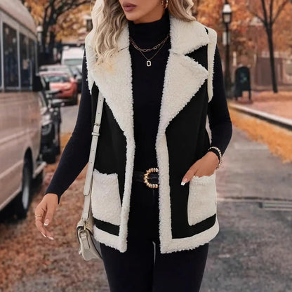 Ärmellose Weste mit flauschiger Einfassung