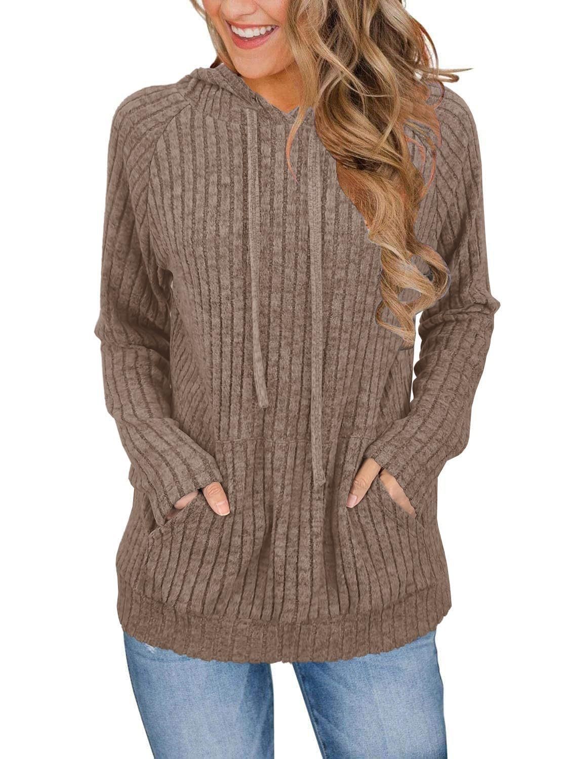 Hoodie mit Kapuze und Taschen aus Strickstoff