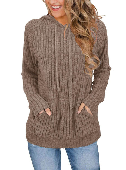 Hoodie mit Kapuze und Taschen aus Strickstoff