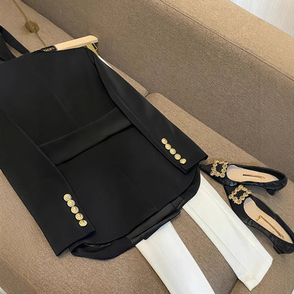 Slim Fit Doppelreihiger Mantel mit Stoffgürtel und Knopfleiste